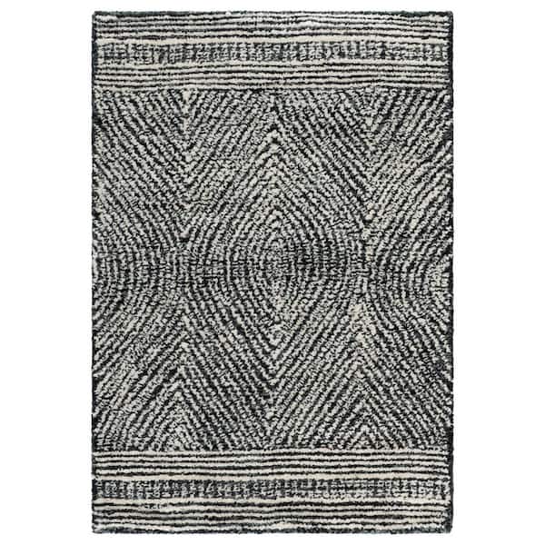 Abstract Ivory/Charcoal Doormat 2 ft. x 3 ft. Geometric Area Rug