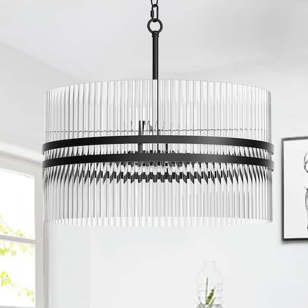 Annapolis 6-Light 21.7 in. Black Crystal Traditional Tiered Dimmable Chandeliers Living Dining Foyer Lighting
