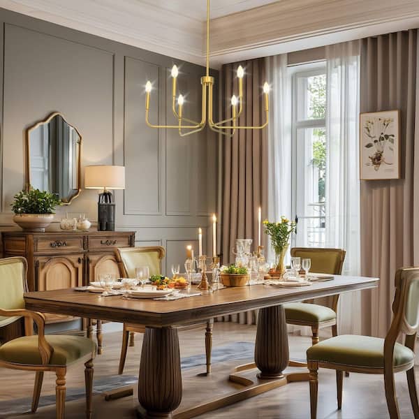 chandelier シェルフ Emeritpro Modern 6-Light Gold Painted Candle Chandelier with