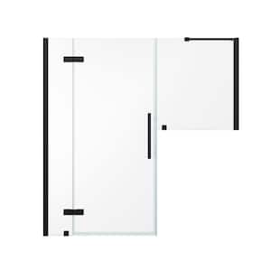 Tampa 68 1/8 in. W x in. H Pivot Frameless Door in Black with Buttress Panel