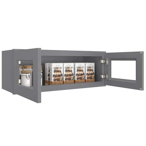 HOMEIBRO 33-in W X 12-in D X 12-in H in Shaker White Plywood Ready to Assemble Wall Glass kitchen Cabinet