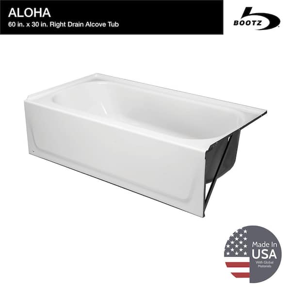 Aloha 60 in. x 30 in. Alcove Soaking Bathtub with Right Drain in White