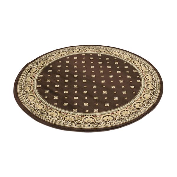 Ankara Pin Dot Brown 8 ft. Round Area Rug