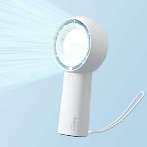 6.6 in. 5 Speeds Handheld Fan in White with USB Rechargeable