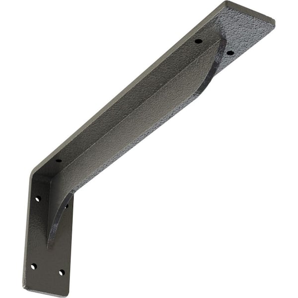 Ekena Millwork 2 in. x 5 1/4 in. x 14 in. Hammered Gray Embrey Steel Bracket