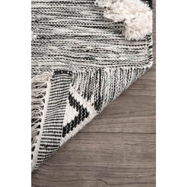 Savannah Moroccan Fringe Black 10 ft. x 13 ft. Area Rug