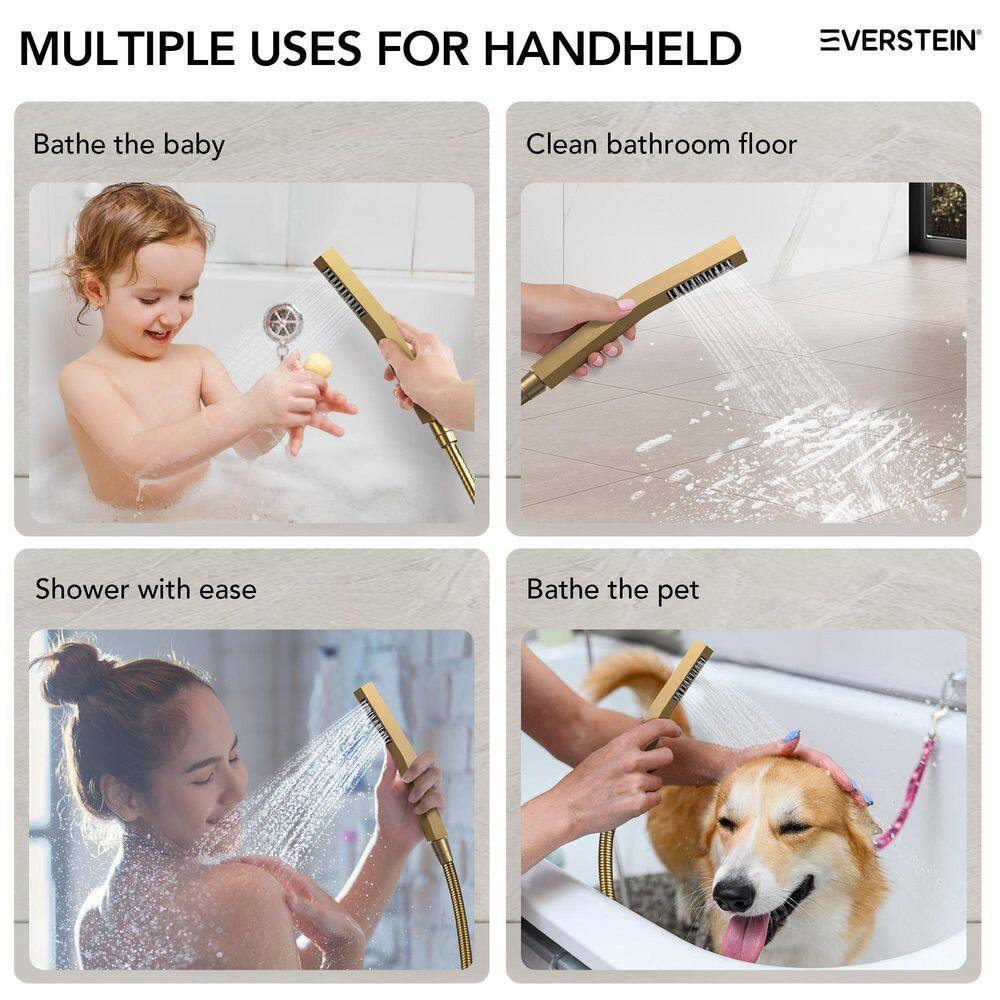 16" Brushed Gold Multi-Head Rainfall Shower System with Handheld