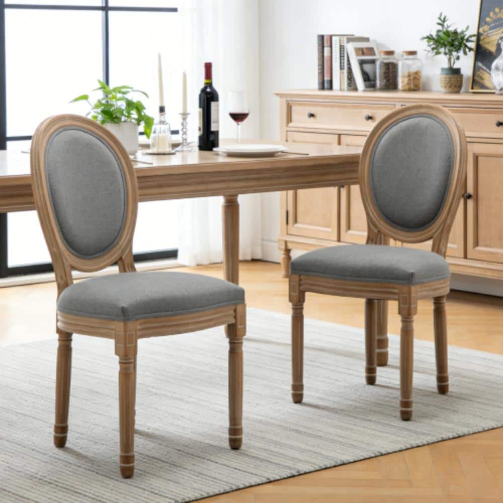 Farmhouse 2-Piece Linen Dining Chair Set – Grey price history on PriceWatchPro