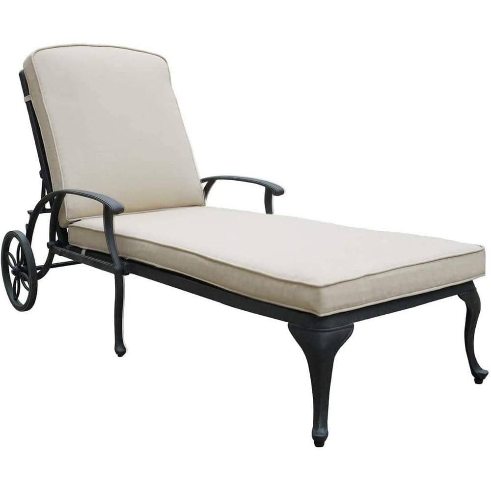 Antique Bronze Aluminum Outdoor Chaise Lounge Wheels Adjustable Reclining w