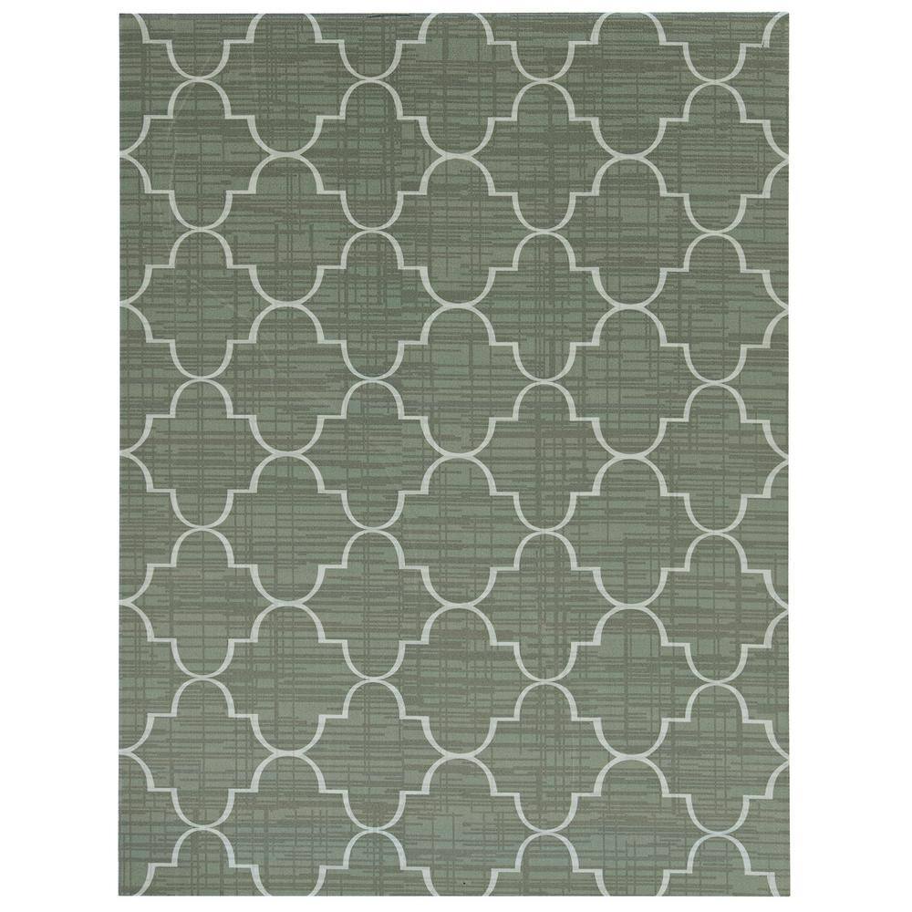 Foss Printed Roman Green/White 6 ft. x 8 ft. Indoor/Outdoor Area Rug