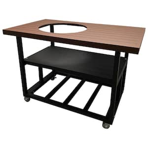 35 in. H x 52 in. W x 30 in. D Rust Brown Aluminum Grill Cart Table for Vision Professional Series Grills
