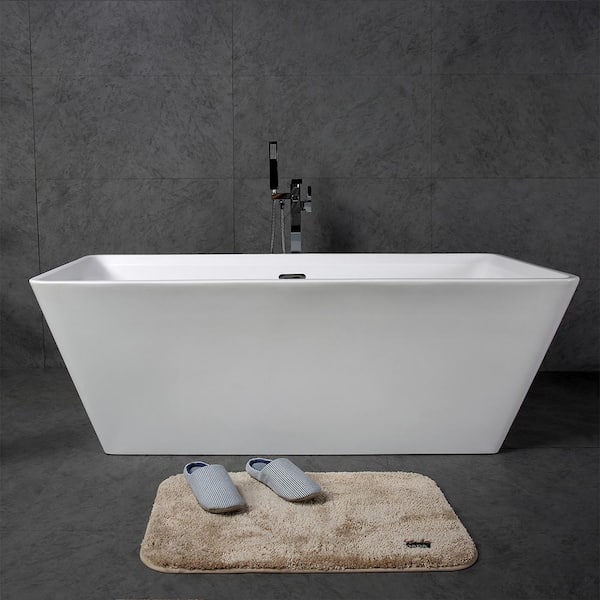 Maincraft Freestanding 67 in. Acrylic Flatbottom Non-Whirlpool Bathtub in White