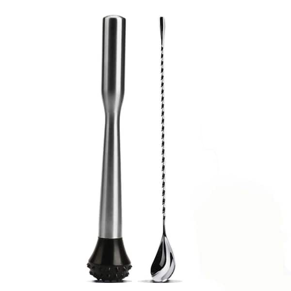 Muddler for Cocktails Stainless Steel, Muddlers Pestle with Stirring Spoon, Bartender Cocktail Shaker Bar Tool Set