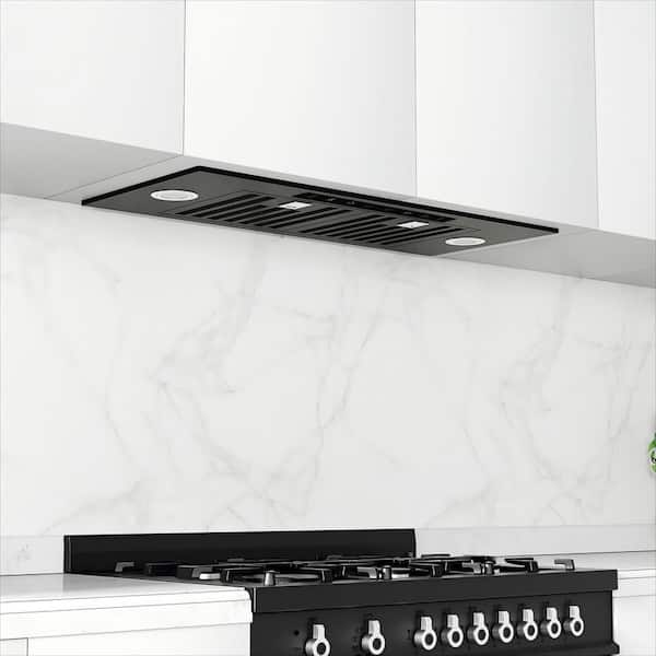 30 in. 600 CFM Convertible Insert Range Hood w/ Powerful Suction Baffle Filter Gesture Control in Black Stainless Steel