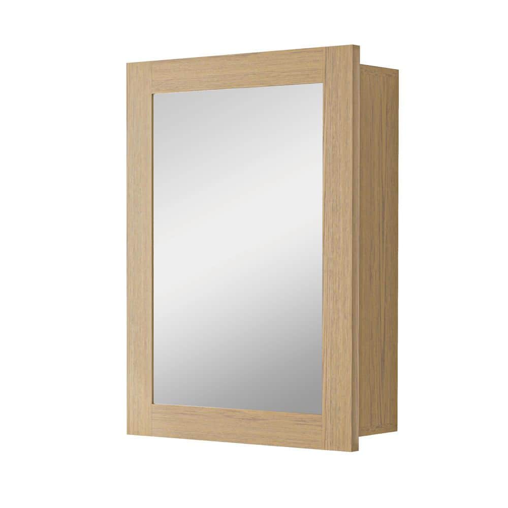 20 in. W x 28 in. H Rectangular Oak Wood Medicine Cabinet with Mirror, Adjustable Glass Shelves and Soft Close Hinges price history on PriceWatchPro