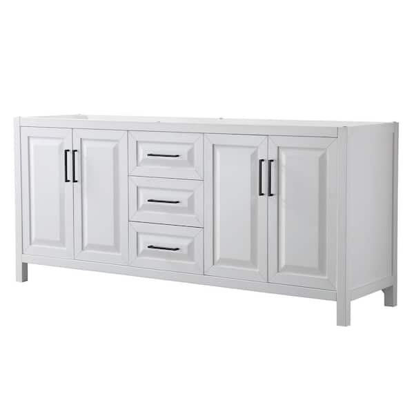Wyndham Collection Daria 78.75 in. W x 21.5 in. D x 35 in. H Double Bath Vanity Cabinet without Top in White