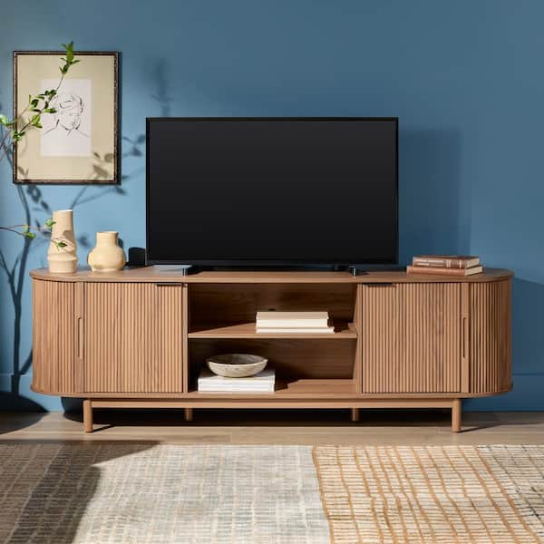 Walker Edison Furniture Company Modern Mocha 70 in. Reeded Walker Edison Furniture Company Modern Mocha 70 in. Reeded