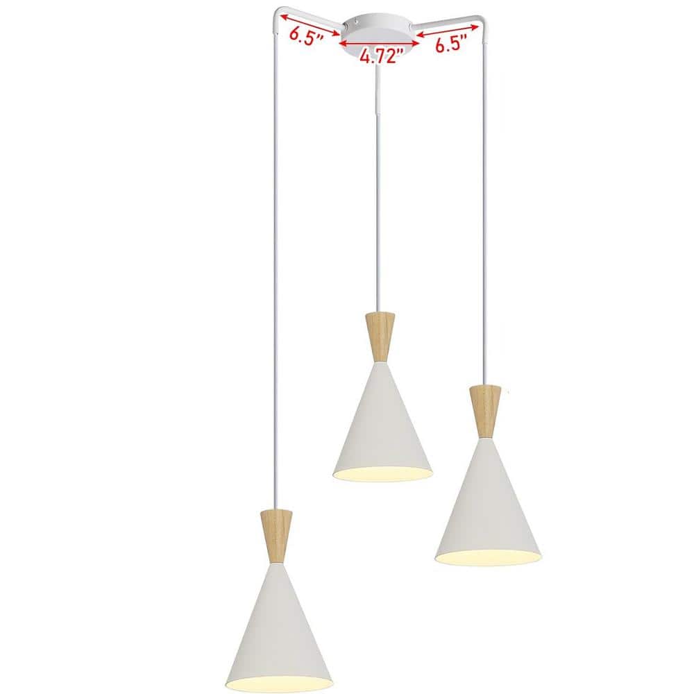 6.4 in. 3-Light Plug in Pendant Light with Black Metal Shade and Switch, Industrial Adjustable Height Wood Chandelier price history on PriceWatchPro