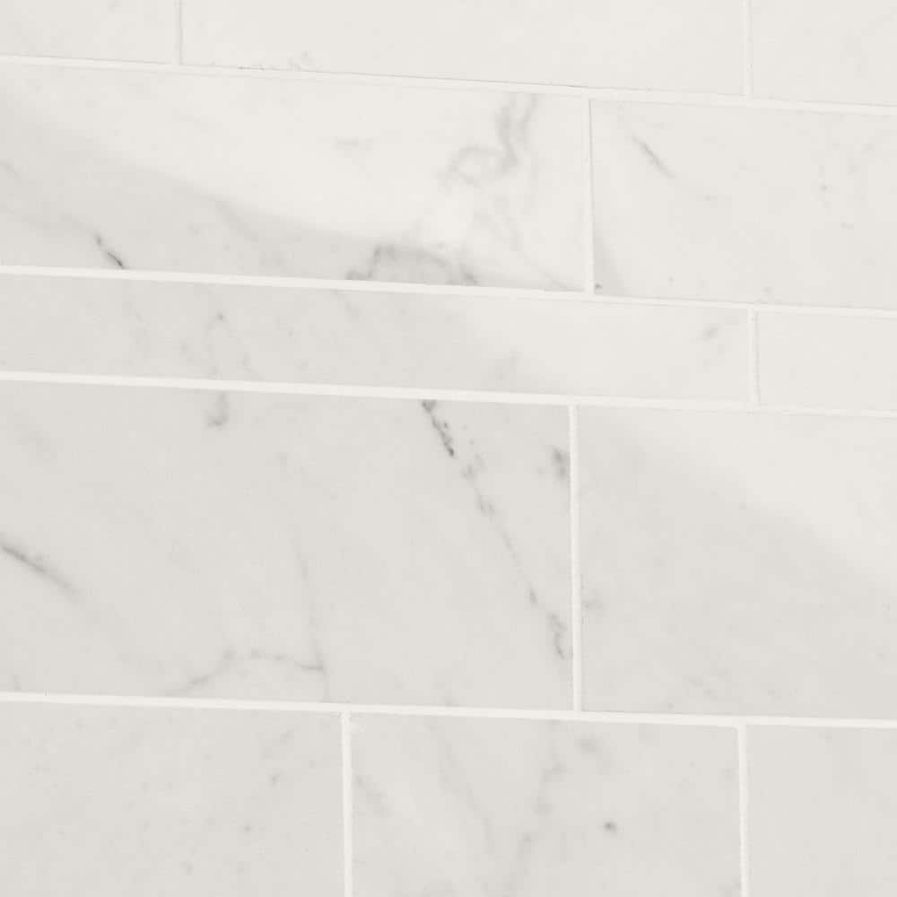 Saroshi 12x12 Matte White Porcelain Marble Look Mosaic Tile
