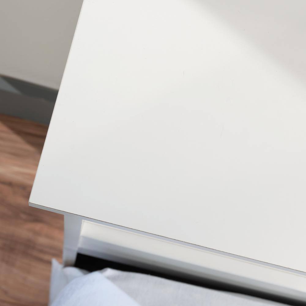 Soft White Full/Queen Wood Headboard with Storage Shelves