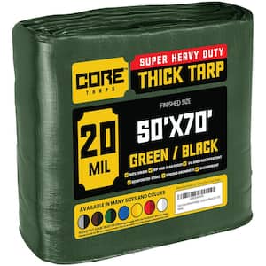 50 ft. x 70 ft. Green/Black 20 Mil Heavy Duty Polyethylene Tarp, Waterproof, UV Resistant, Rip and Tear Proof