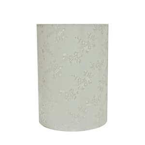 8 in. x 11 in. Butter Creme and Floral Design Hardback Drum/Cylinder Lamp Shade