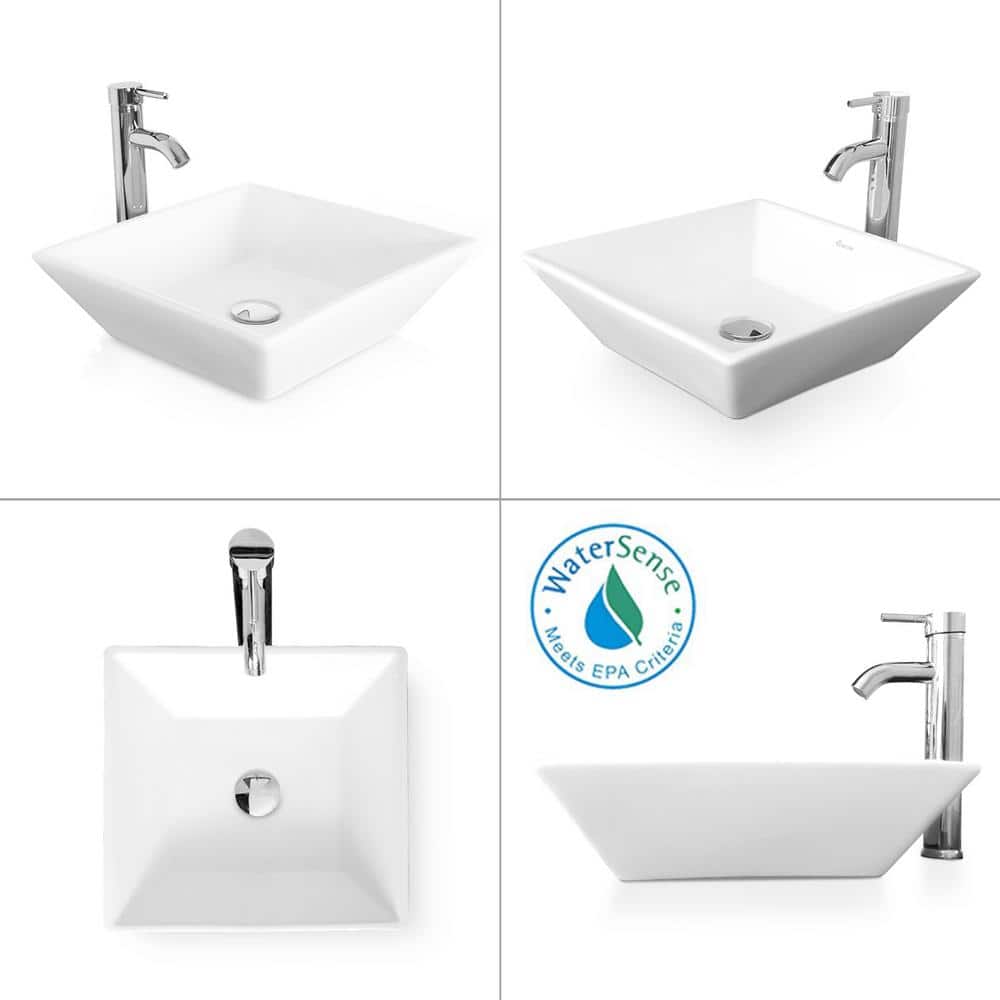 24" White MDF Bathroom Vanity with Ceramic Sink and Chrome Faucet