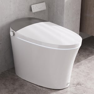 1.28 GPF Elongated Smart Toilet Bidet in White with Auto Flush, Manual Open/Close, Instant Warm Water, Warm Air Dryer