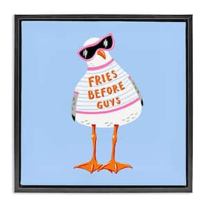 Fries Before Guys Seagull by Bex Morley Design 1 Piece Black Floater Frame Animal Graphic Art Print 18 in. x 18 in.
