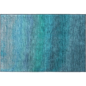 Mayfield Premium Machine Washable Abstract AMF2012 Teal 2 ft. x 3 ft. Accent Rug