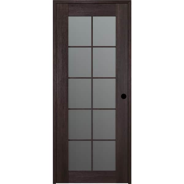 Belldinni Vona 36 in. x 80 in. Left-Hand 10-Lite Frosted Glass Veralinga Oak Wood Composite Single Prehung Interior Door