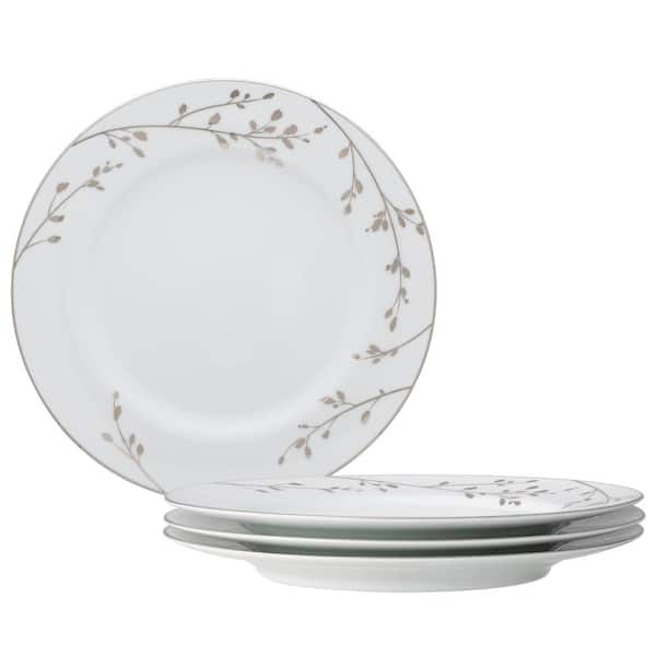 Noritake Birchwood 10.5 in. (White) Porcelain Dinner Plates, (Set of 4)