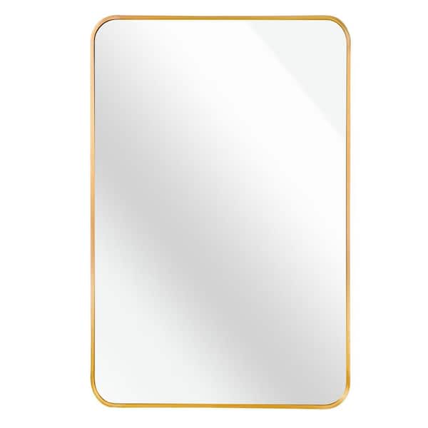 30 in. W x 40 in. H Large Rectangular Aluminium Framed Wall Bathroom Vanity Mirror in Gold with 4 mm HD Glass