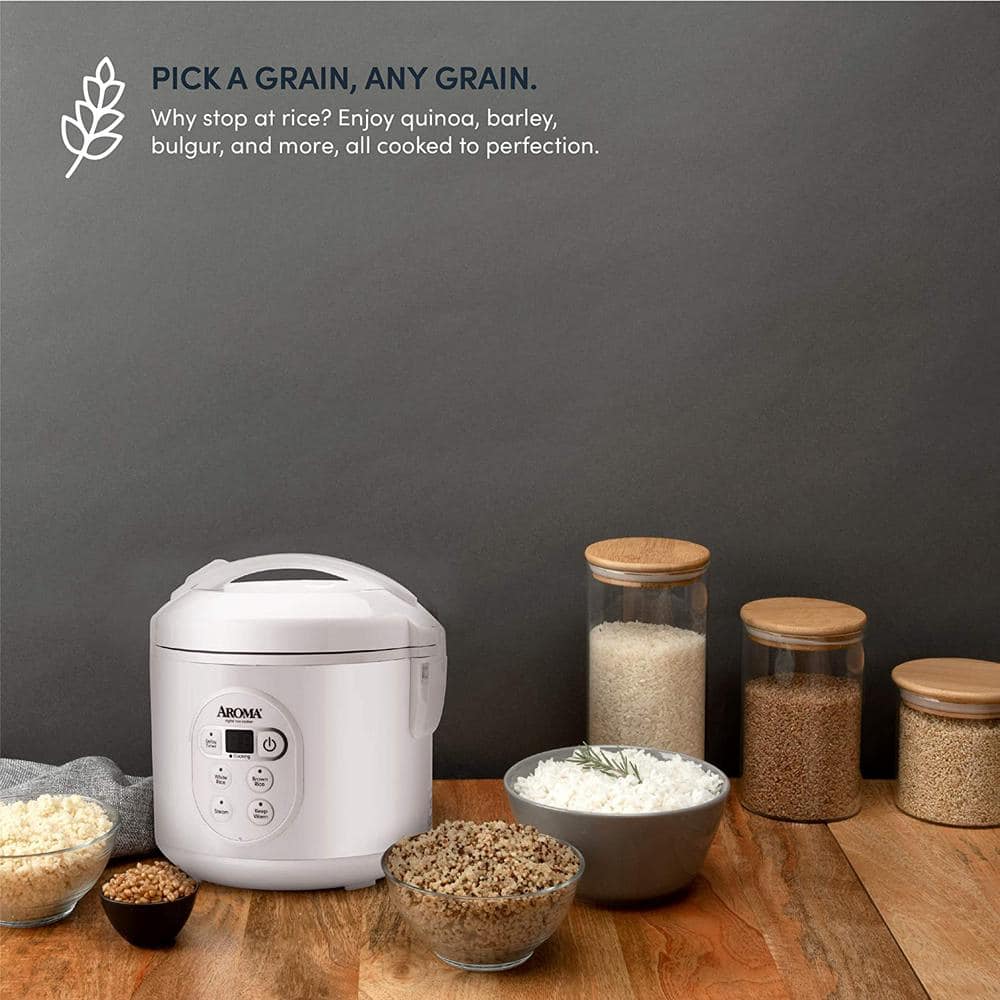 Aroma 8-Cup White Digital Rice Cooker and Steamer