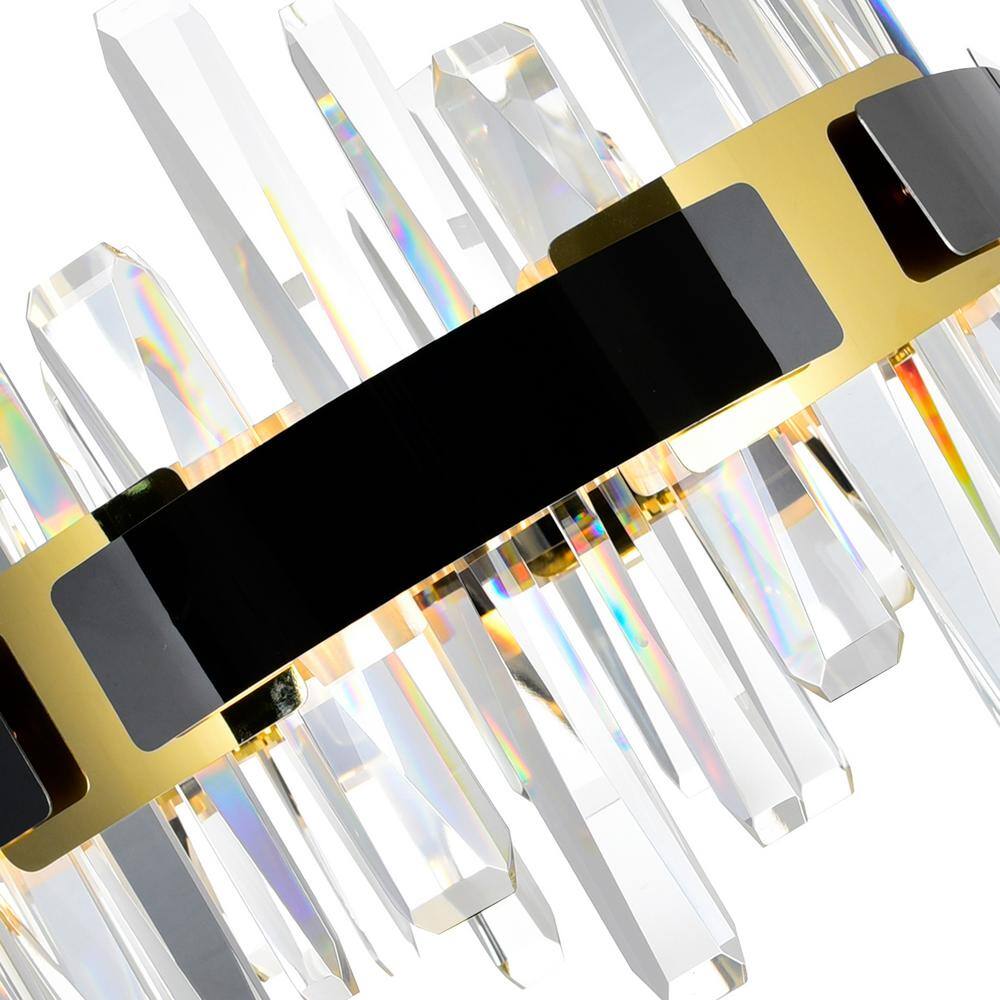 Aya Pearl Black Crystal LED Chandelier 32" with Stunning Details