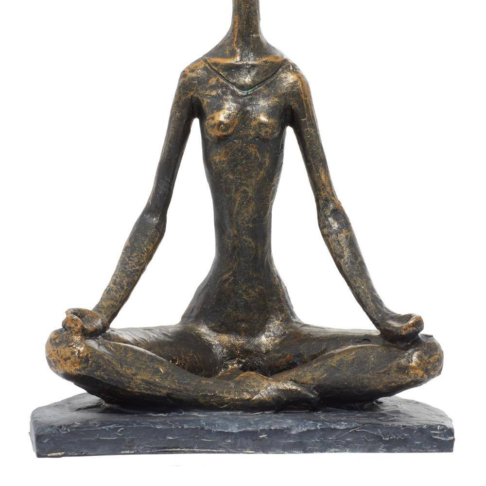 11" Black Resin Weathered Industrial Yoga Sculpture