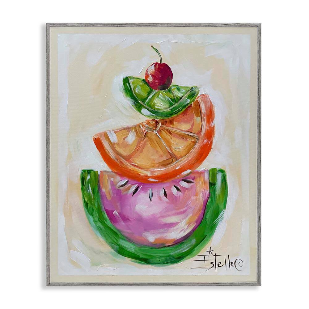 Stacked Fruit Slices by Estelle Grengs Gray Framed Food Giclee Art Print 30 in. x 24 in. price history on PriceWatchPro