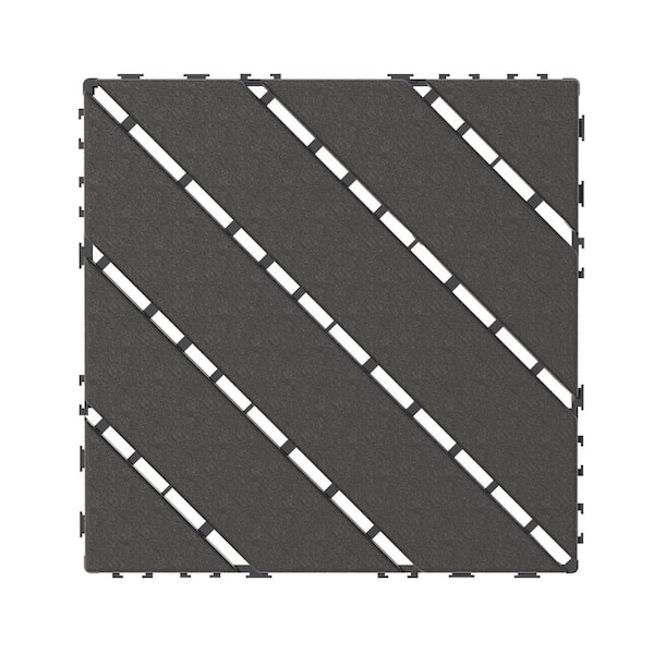 1 ft. x 1 ft. Grey Plastic Interlocking Deck Tiles, 44-Pack Patio