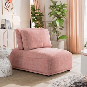 Fairwind 37 in. Armless Chenille Curved Modular Extendable Back Sofa in Pink