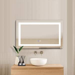 40 in. W x 24 in. H Large Rectangular Frameless Anti-Fog LED Wall Mounted Bathroom Vanity Mirror in Silver