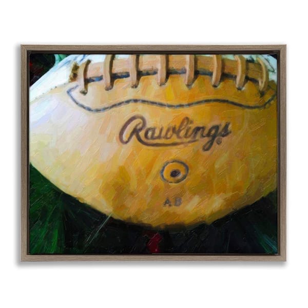 Painterly Team Football by Graffi tee Studios Brown Floater Frame Sports Graphic Art Print 25 in. x 31 in.