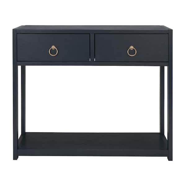 SAFAVIEH Sadie 38 in. Navy Rectangle Metal Console Table with Drawer