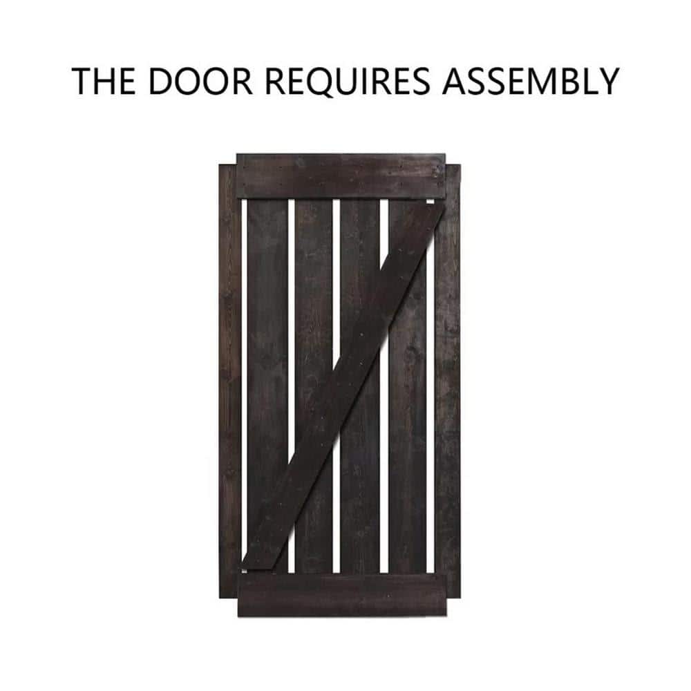 Dark Coffee Solid Pine 84'' Barn Door with Hardware Kit