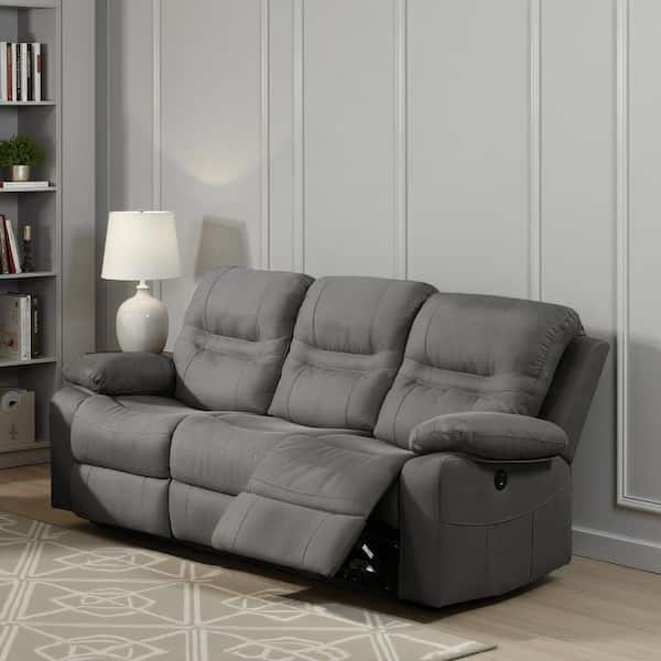 Benjara 39 in. Pillow Top Arm Leather Rectangle Fabric Upholstery Sofa in Gray