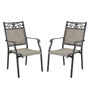 Stackable Cast Aluminum Outdoor Dining Chair Set of 2