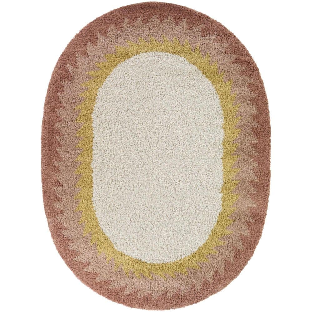Kinnaird Pink/Cream 5 ft. 3 in. x 6 ft. 11 in. Oval Triangular Border Area Rug price history on PriceWatchPro