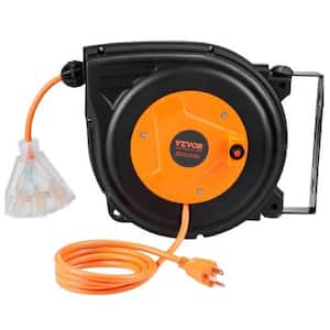 Heavy-Duty 30 ft. 16/3 10 Amp Retractable Extension Cord Reel with 3 Grounded Outlets and Lighted Triple Tap Outlet