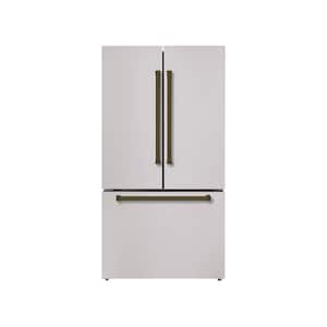 36 in. French Door Refrigerator, 20.3 Total Cu. Ft., Bottom Freezer, Ice Maker, Stainless Steel W- Bold Bronze Trim