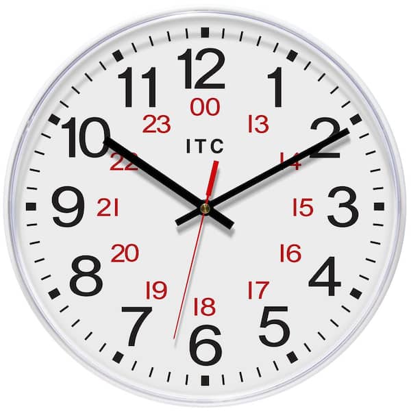 Prosaic 24-Hour ITC Business Wall Clock, White, 12"