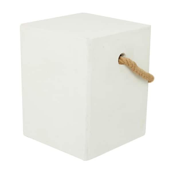 Litton Lane White Square Magnesium Oxide Indoor Outdoor Lightweight Accent Table with Rope Handle